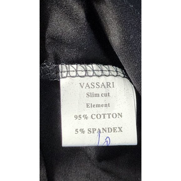 Vassari Los Angeles Men's Med Black V-Neck Designer Shirt Rare Blue Faux Leather - Picture 12 of 15